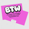 Teenage Truths Note Card | LOL means lots of laughter not to be sent at end of bereavement text